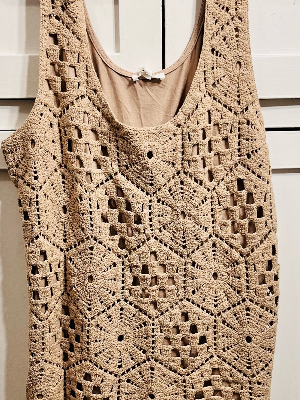 Maurices Tan Crochet Overlay Tank with Lining
